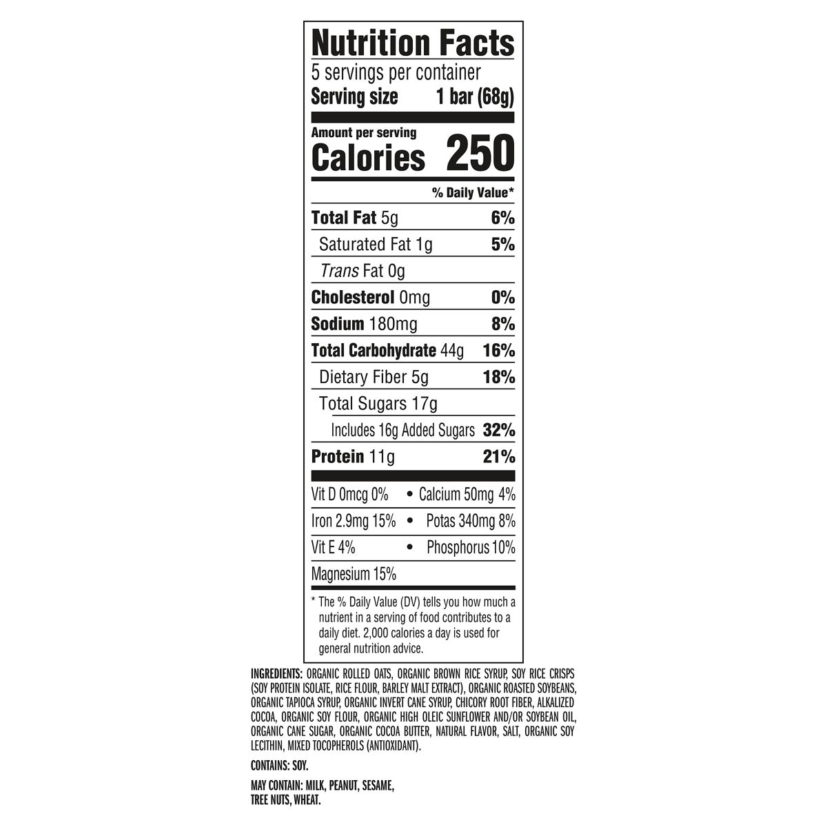 CLIF Bar Cookies & Creme Barritas de Granola a Base de Plantas con Proteína de Soya, Hechas con Avena Orgánica - 11g de Proteína - 12 oz / 5 ct - Imagen 5