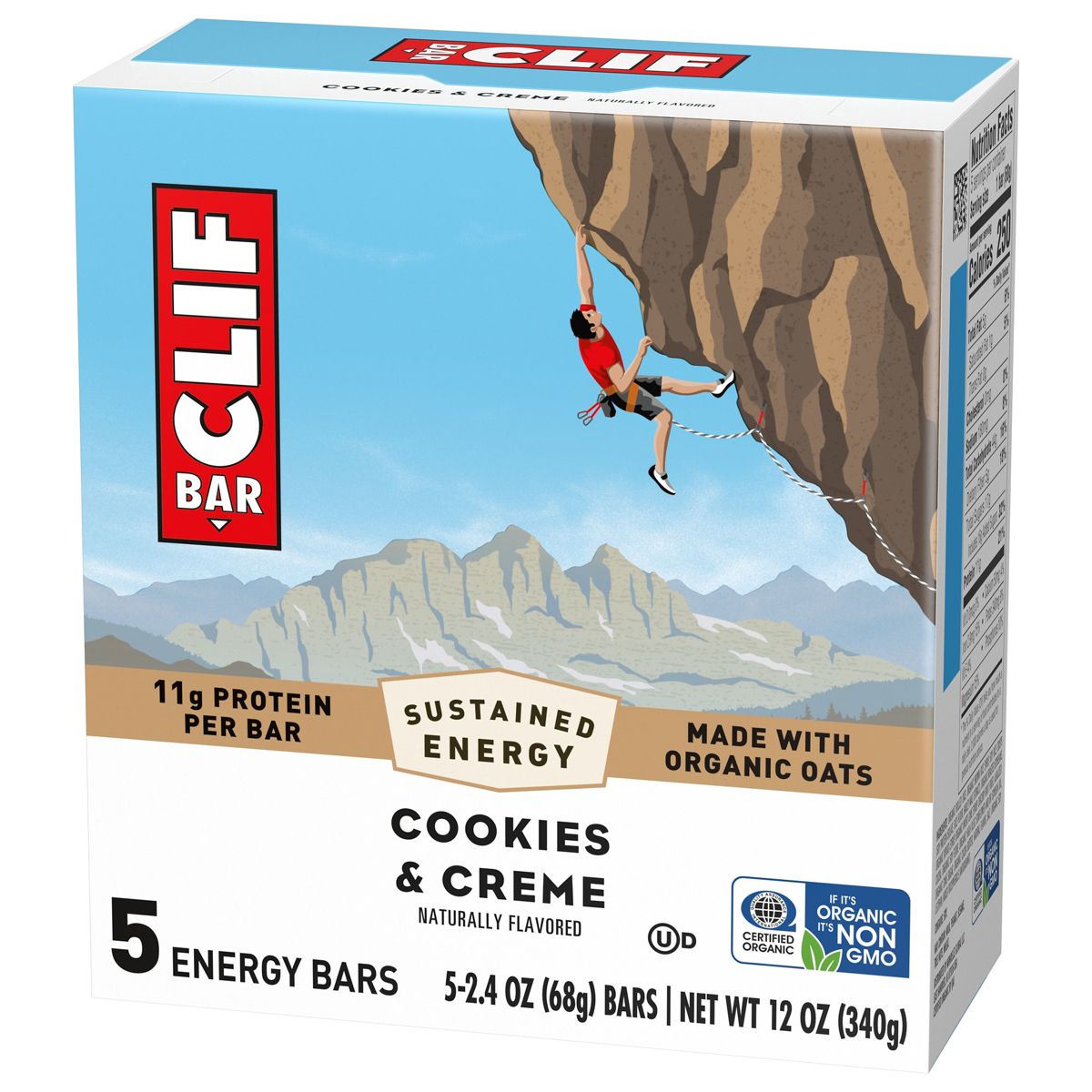 CLIF Bar Cookies & Creme Barritas de Granola a Base de Plantas con Proteína de Soya, Hechas con Avena Orgánica - 11g de Proteína - 12 oz / 5 ct - Imagen 8