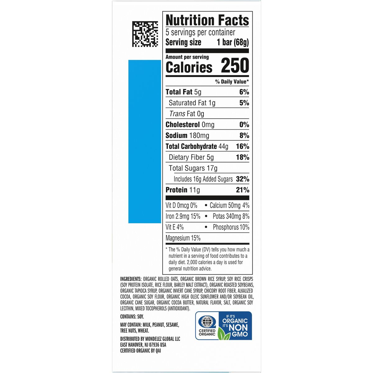 CLIF Bar Cookies & Creme Barritas de Granola a Base de Plantas con Proteína de Soya, Hechas con Avena Orgánica - 11g de Proteína - 12 oz / 5 ct - Imagen 10