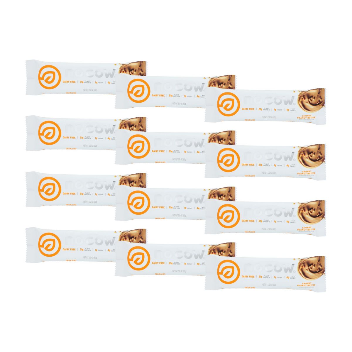 Barra de Proteína No Cow Mantequilla de Cacahuate Chunky - 12 barras, 2.12 oz - Imagen 2