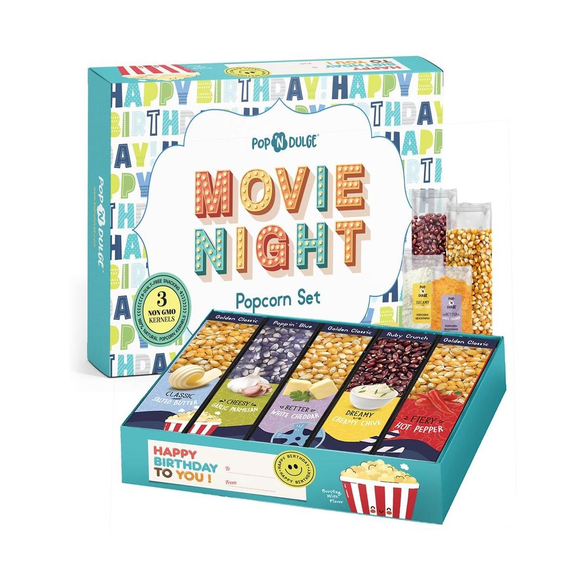 Set de Regalo de Palomitas para Noche de Película "Happy Birthday" - Imagen 2