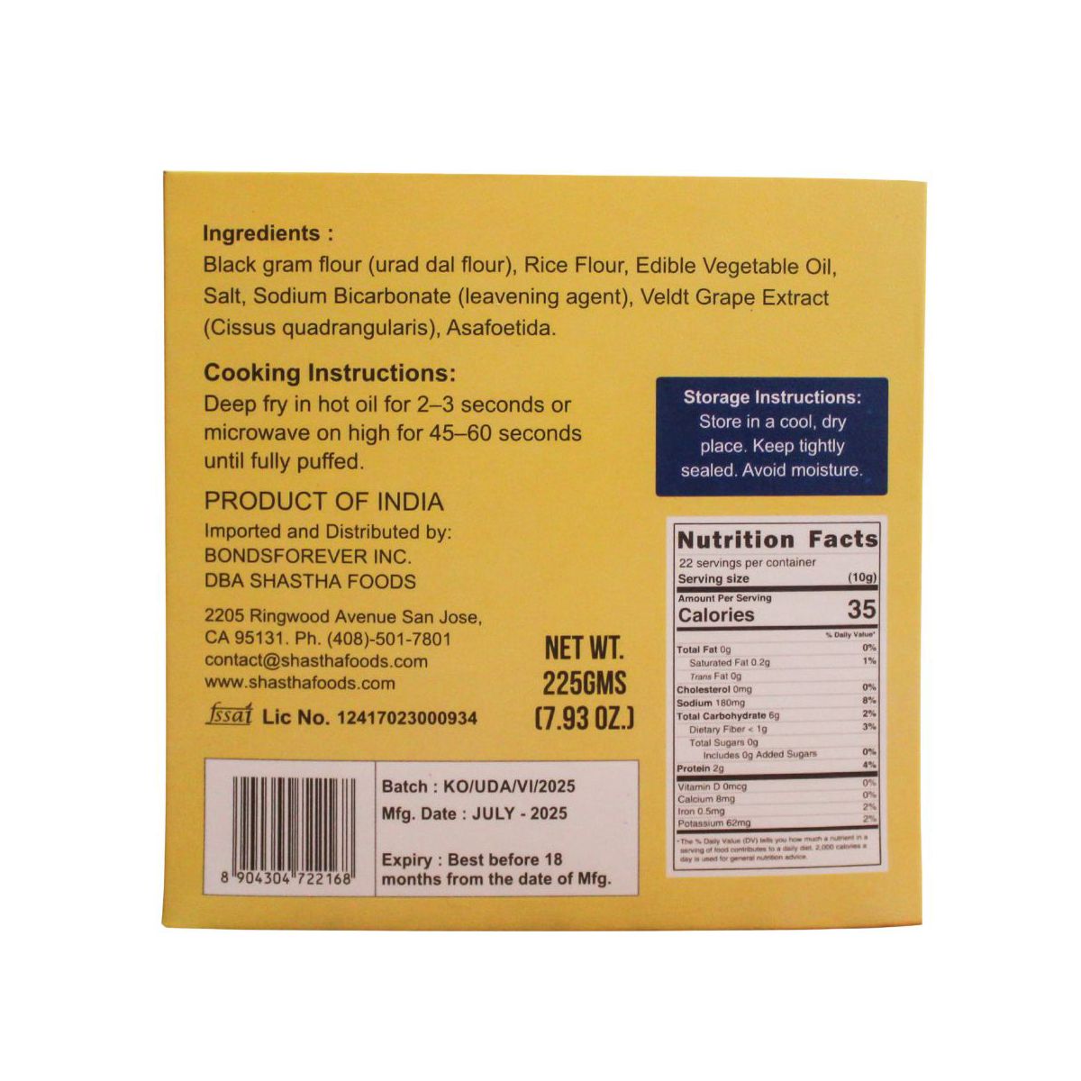 Shastha Traditional Handmade Appalam / Pappad - Paquete de 3 × 225g = 1.49 lbs - Imagen 4