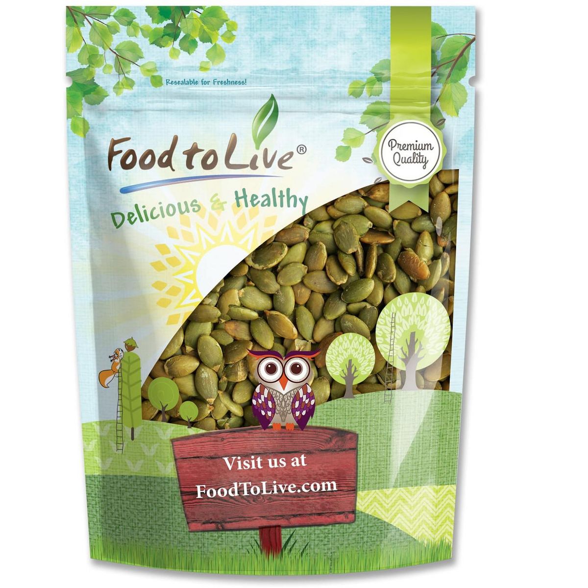 Pepitas de Calabaza Tostadas en Seco - Sin Sal, Granos Enteros Tostados al Horno, Sin Aceite Agregado, Sin Cáscara, Veganas, Kosher, Apto para Keto, Granel. Bajas en Carbohidratos. - Imagen 3