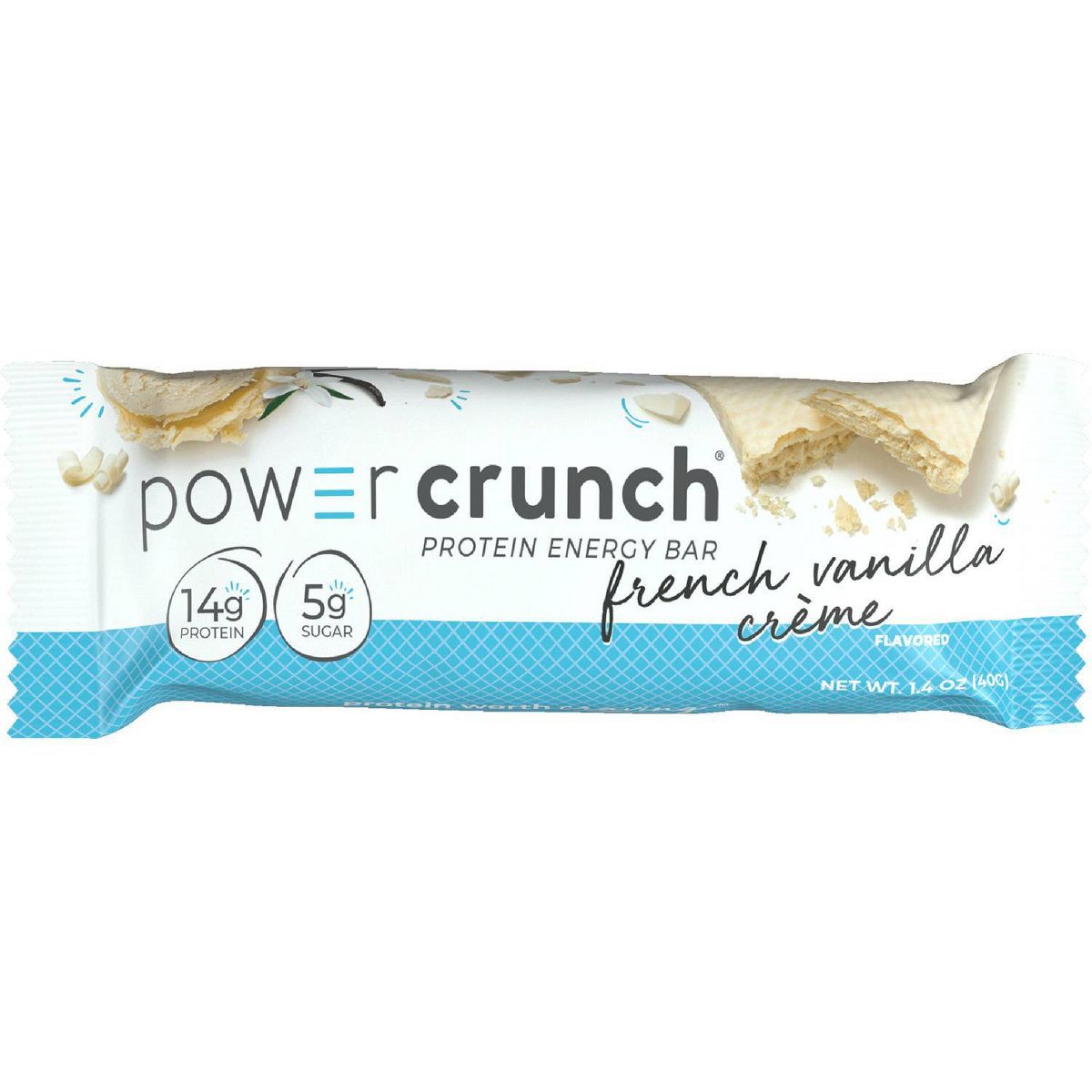 Barra energética de proteína Power Crunch Wafer French Vanilla con suero de leche - 14g de proteína - Paquete de 5 - Imagen 3