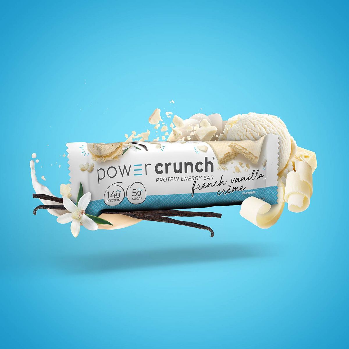 Barra energética de proteína Power Crunch Wafer French Vanilla con suero de leche - 14g de proteína - Paquete de 5 - Imagen 4