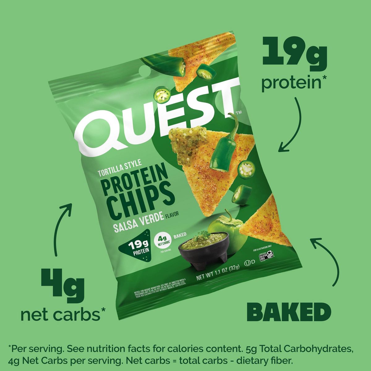 Quest Nutrition Tortilla Style Protein Chips - Salsa Verde - Imagen 4