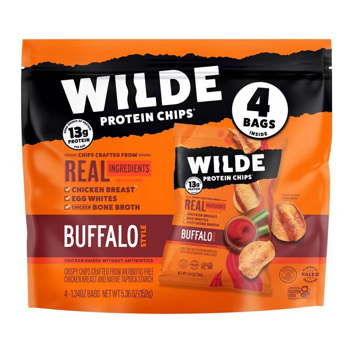 Wilde Papas Proteínicas 13g - Sabor Buffalo - Paquete con 4 - Imagen 2