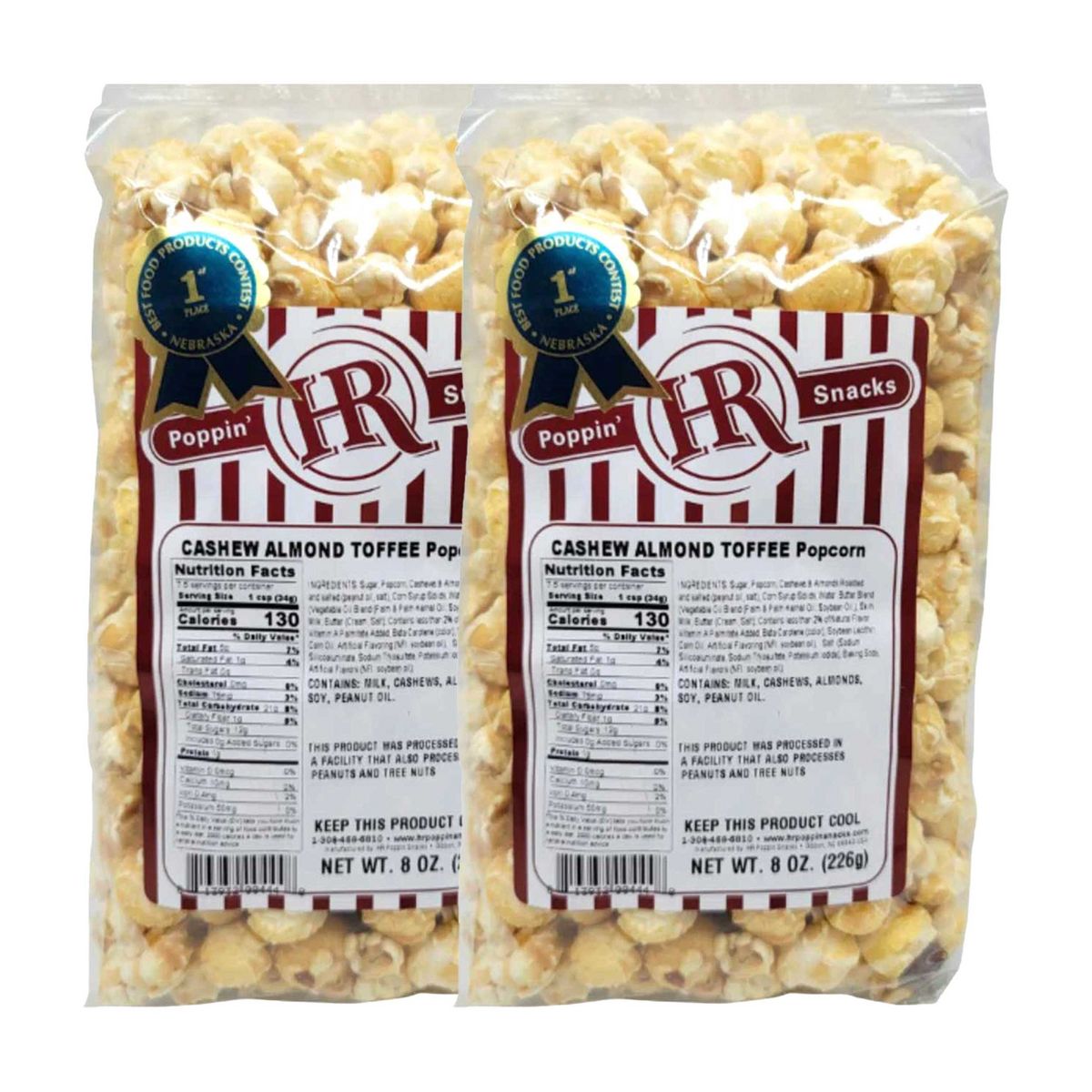 HR Poppin' Snacks 8 oz Palomitas de Maíz con Toffee, Almendras y Marañón - Imagen 2