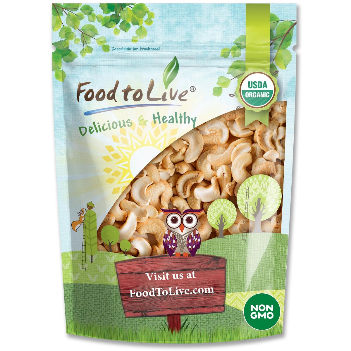 Piezas de Anacardo Tostadas en Seco Orgánicas - por Food To Live - Imagen 2