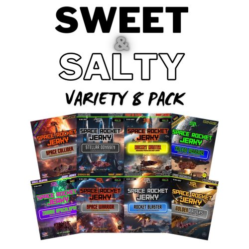 Space Rocket Carne Seca Variedad Dulce y Salada 2.5 oz / Paquete de 8
