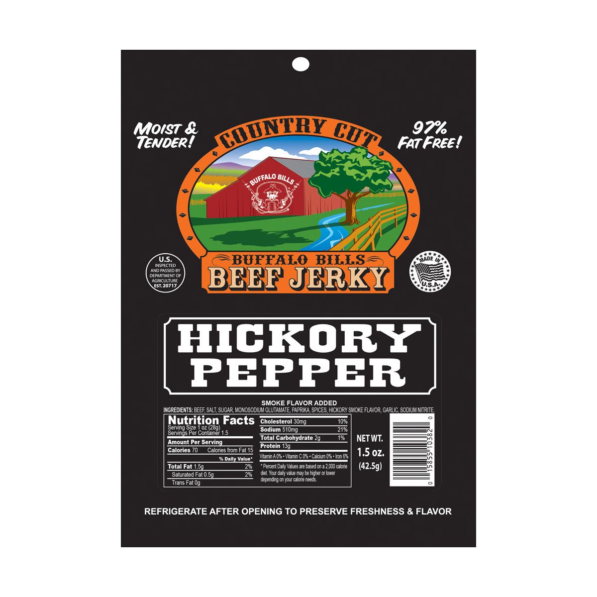 Buffalo Bills 1.5 oz Carne Seca Country Cut con Sabor a Pimienta y Roble - Paquete con 10 Bolsas de 1.5 oz - Imagen 3